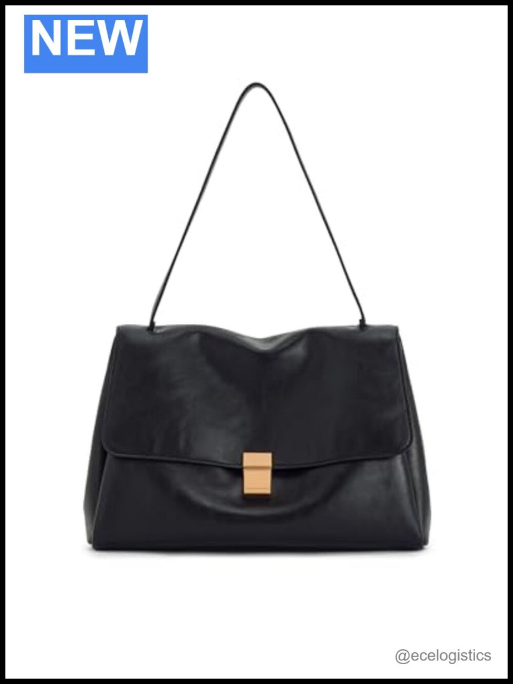 Hilary Vegan Leather Shoulder Bag Large Satchel Gold Hardware
